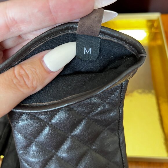 Brown quilted leather Michael Kors Gloves. Size M. - Picture 4 of 11